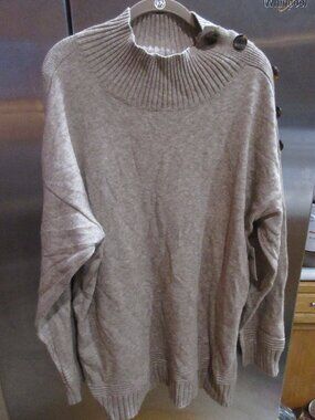 Anthropologie modern mock sweater knit taupe beige xl new nwt